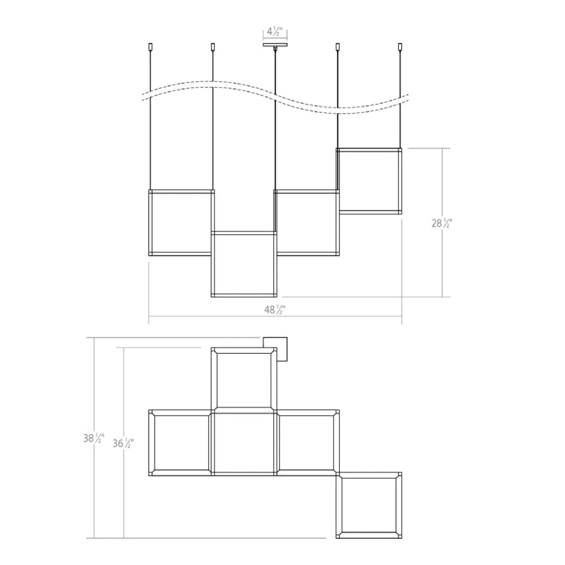 Sonneman 24Z0001 Cubix 4-lt 49" LED Pendant