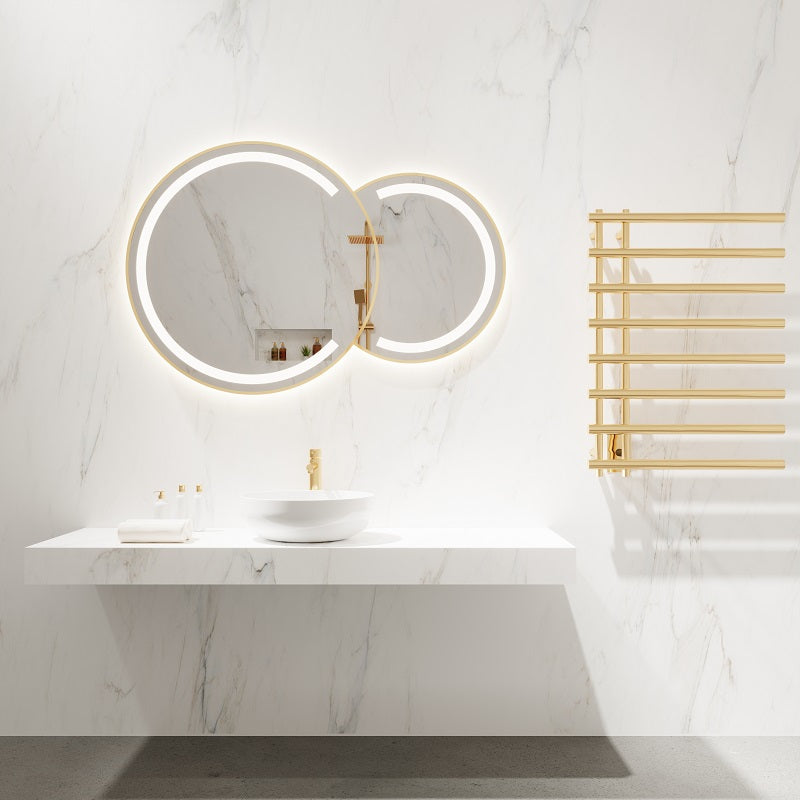 Paris Mirror Bubble Harmony 50" x 32" LED Vanity Front-Lit & Backlit Mirror - Gold