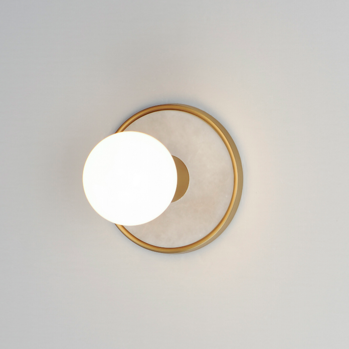 Maxim 26091 Hollywood 1-lt 5" Wall Sconce -  White Alabaster/Natural Aged Brass