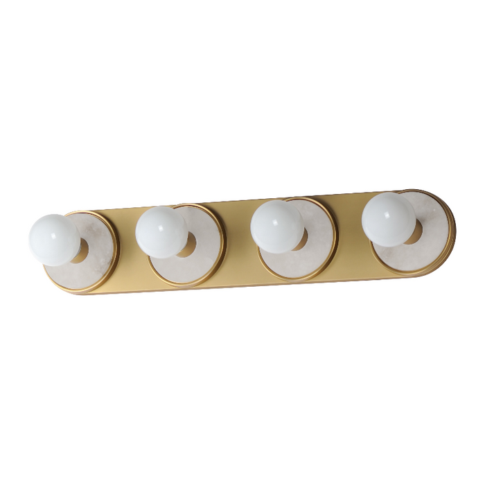 Maxim 26094 Hollywood 4-lt 27" LED Bath Vanity - White Alabaster/Natural Aged Brass