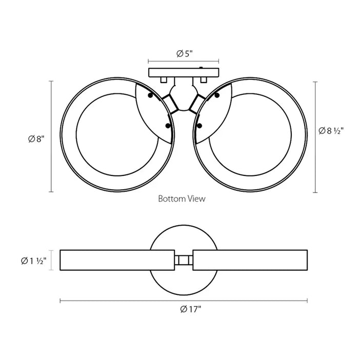 Sonneman 2651 Light Guide Ring 2-lt 17" LED Double Wall Sconce