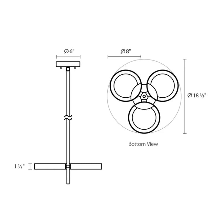 Sonneman 2654 Light Guide Ring 3-lt 19" LED Chandelier