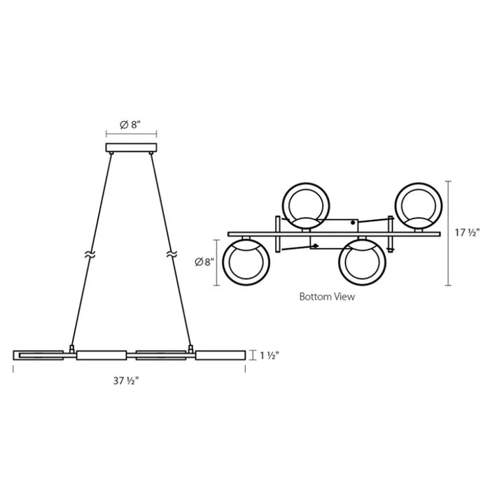 Sonneman 2655 Light Guide Ring 4-lt 38" LED Bar Chandelier