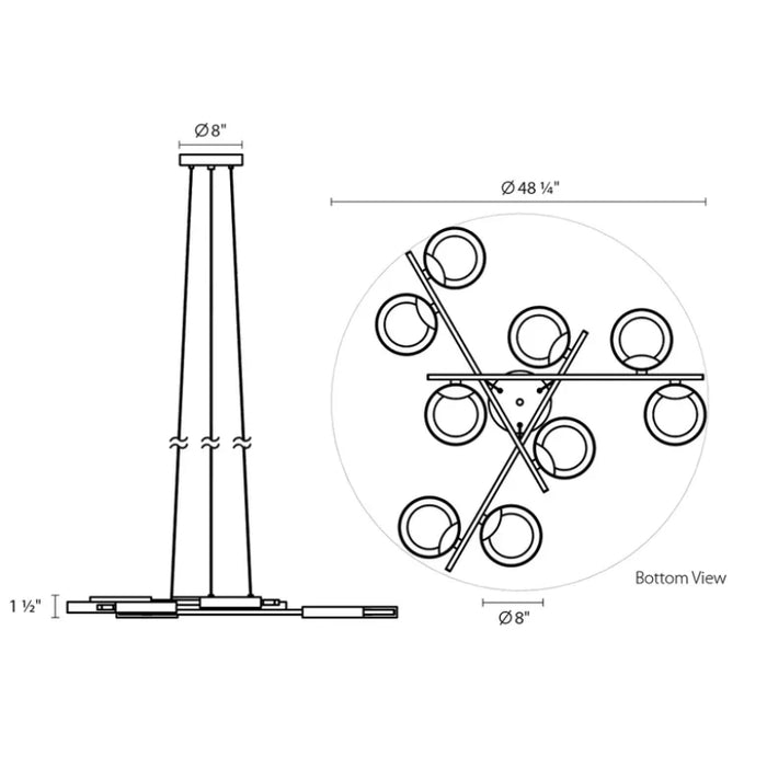 Sonneman 2656 Light Guide Ring 9-lt 48" LED Chandelier