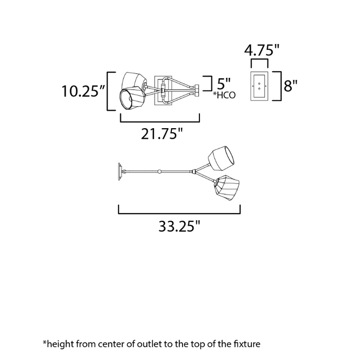 Maxim 28272 Akimbo 2-lt 22" LED Swing Arm Wall Sconce