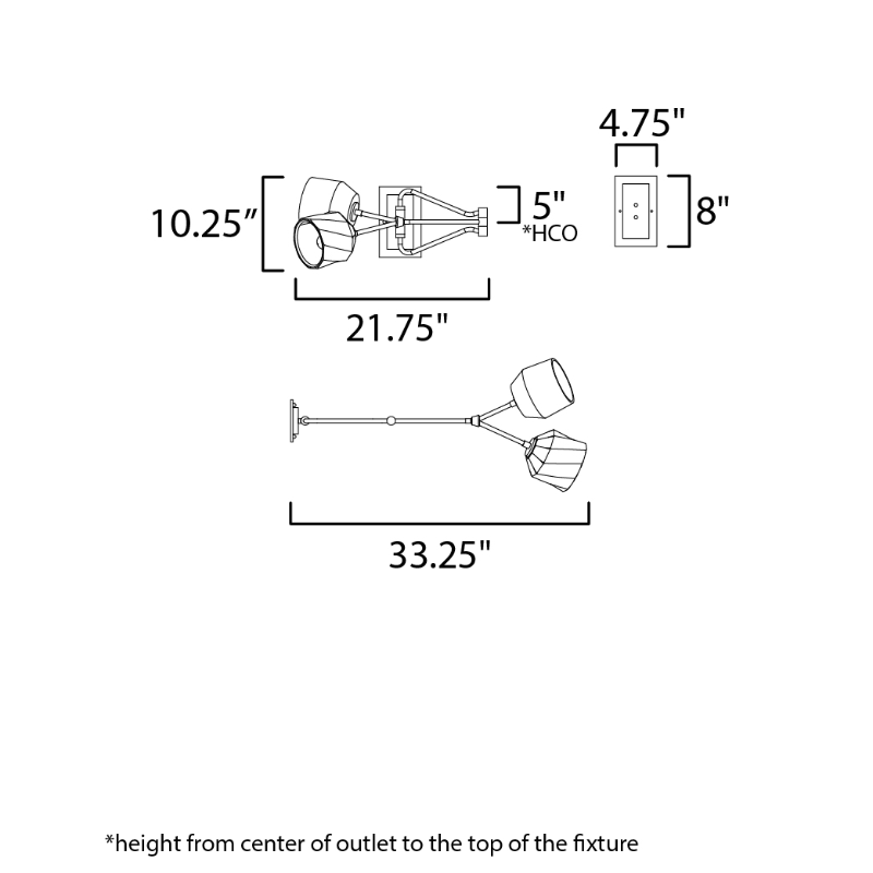 Maxim 28272 Akimbo 2-lt 22" LED Swing Arm Wall Sconce