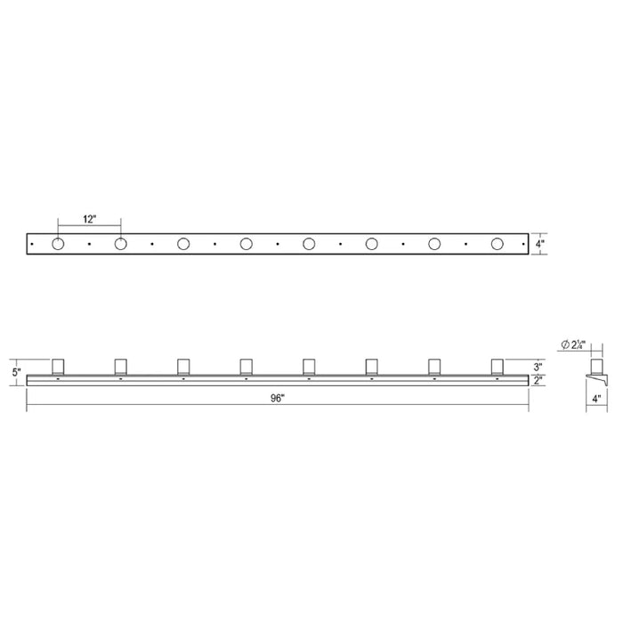 Sonneman 2855-SW Votives 16-lt 96" LED Wall Bar with Clear Etched Glass