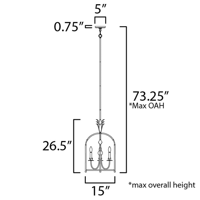 Maxim 2884 Paloma 3-lt 15" Foyer Pendant