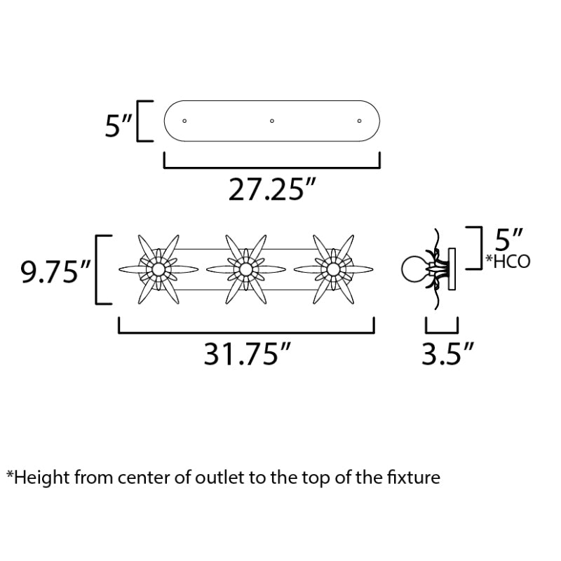Maxim 2886 Paloma 3-lt 32" Wall Sconce