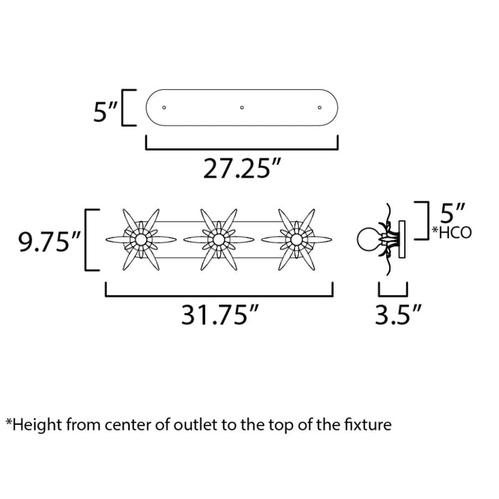 Maxim 2886 Paloma 3-lt 32" Wall Sconce