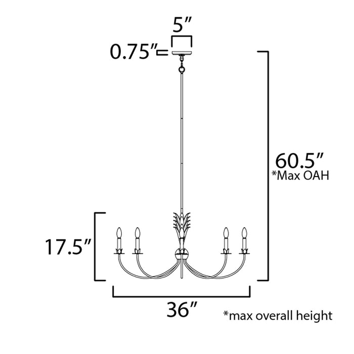 Maxim 2888 Paloma 8-lt 36" Chandelier