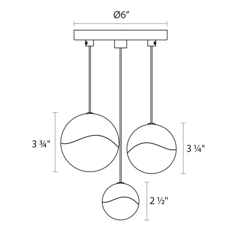 Sonneman 2914 Grapes 3-lt 8" LED Chandelier
