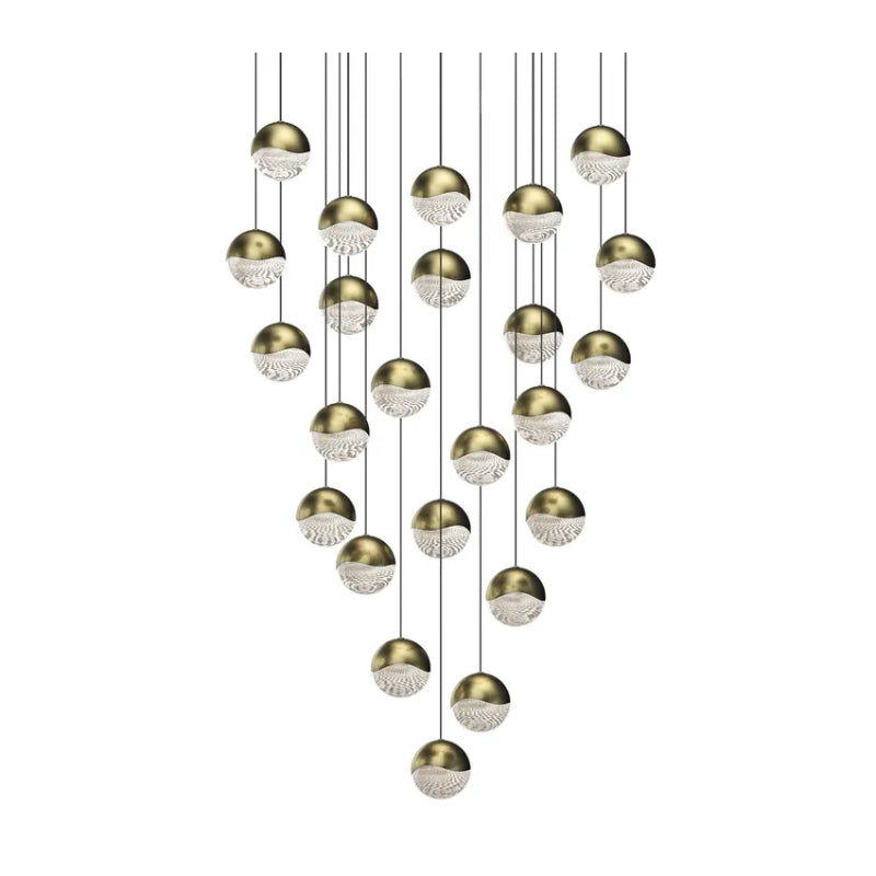 Sonneman 2918 Grapes 24-lt 27" LED Round Multipoint Pendant - Large Brass w/ Clear Glass