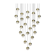 Sonneman 2918 Grapes 24-lt 26" LED Round Multipoint Pendant - Medium Brass w/ Clear Glass