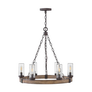 Hinkley 29206 Sawyer Medium 6-lt 24" LED Outdoor Single Tier Chandelier, 12V - Sequoia