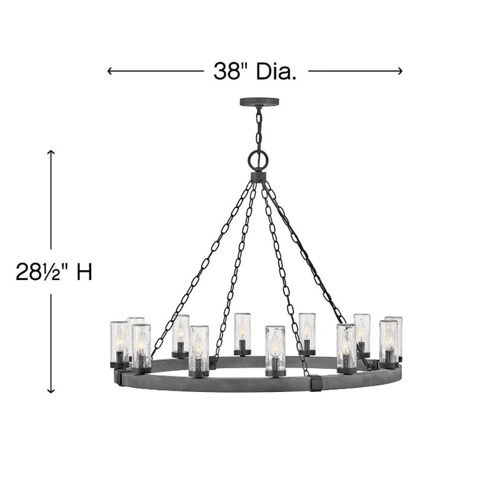 Hinkley 29207 Sawyer 12-lt 38" LED Outdoor Chandelier