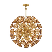 Fredrick Ramond FR46905 Maya 12-lt 30" LED Chandelier - Unlacquered Brass/Light Amber Glass