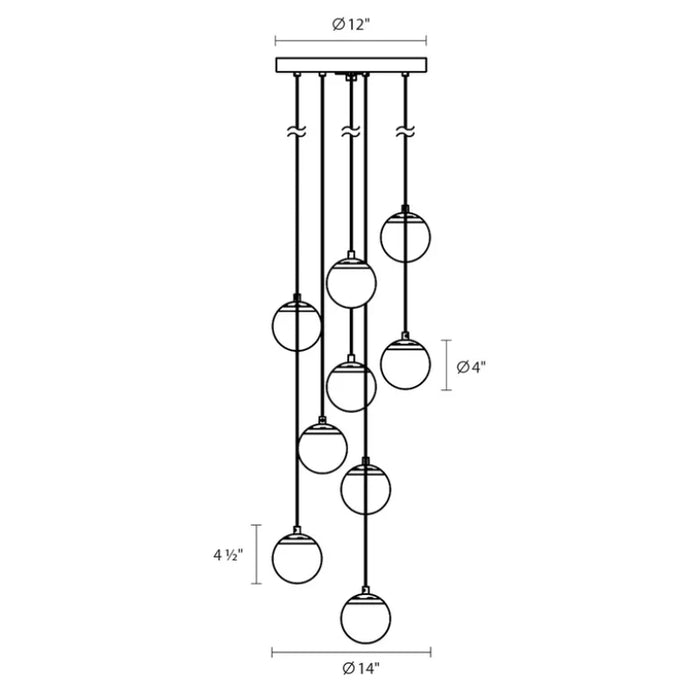 Sonneman 2964 Champagne Bubbles 9-lt 14" Round LED Chandelier