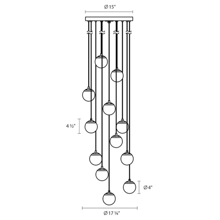 Sonneman 2965 Champagne Bubbles 12-lt 17" Round LED Chandelier