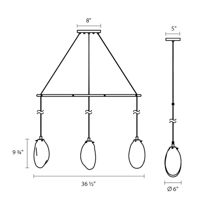 Sonneman 2973 Liquid 3-lt 37" LED Linear Spreader Chandelier