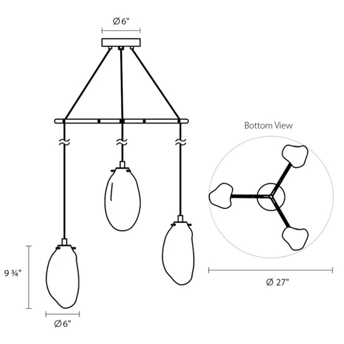 Sonneman 2975 Liquid 3-lt 27" LED Tri-Spreader Chandelier