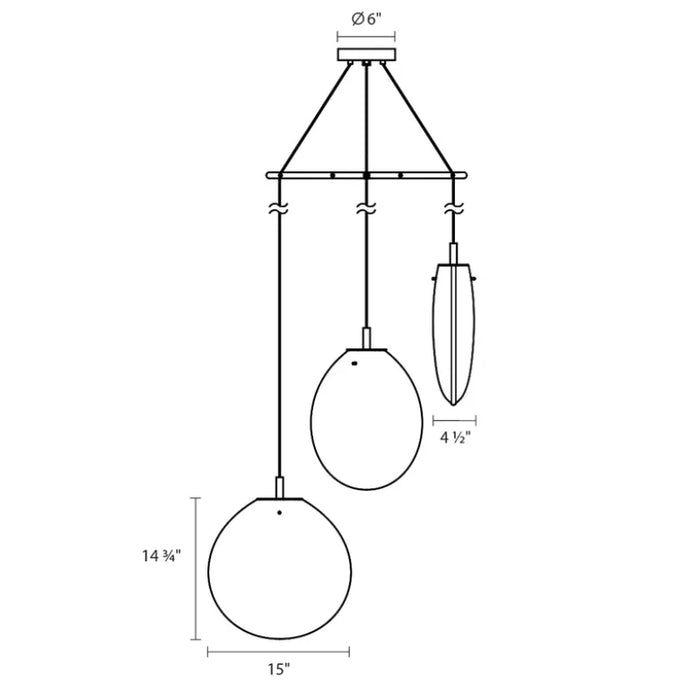 Sonneman 2995 Cantina Large 3-lt 36" Tri-Spreader LED Chandelier