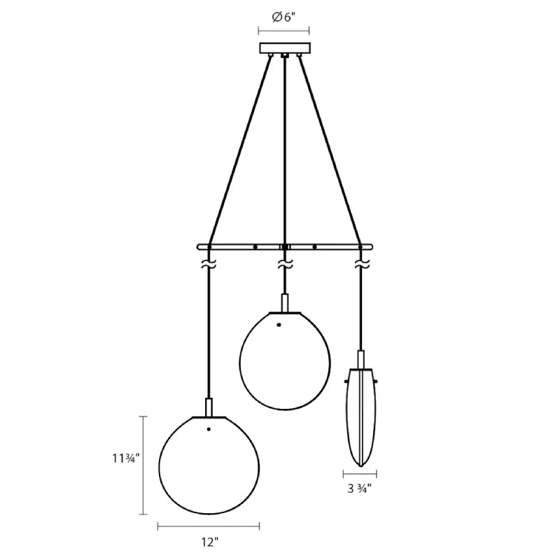 Sonneman 2995 Cantina Medium 3-lt 15" Tri-Spreader LED Chandelier