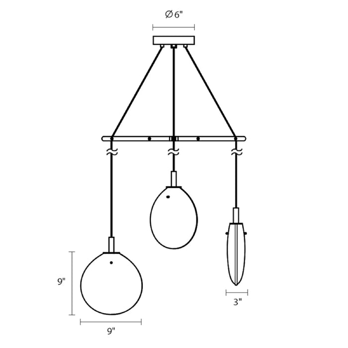 Sonneman 2995 Cantina Small 3-lt 15" Tri-Spreader LED Chandelier