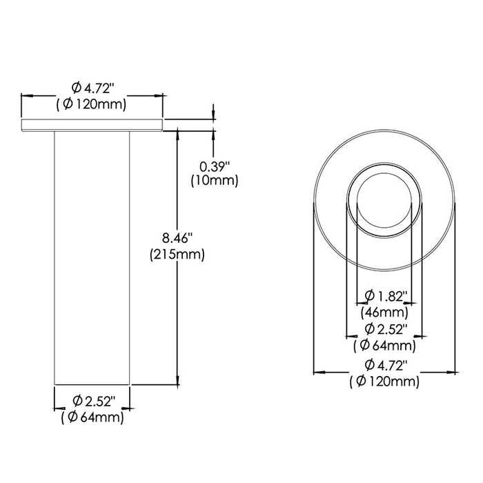 Eurofase WHSS-SL8 Whiskey Slim 8" 13W LED Cylinder, Surface Mount, Solite Diffuser