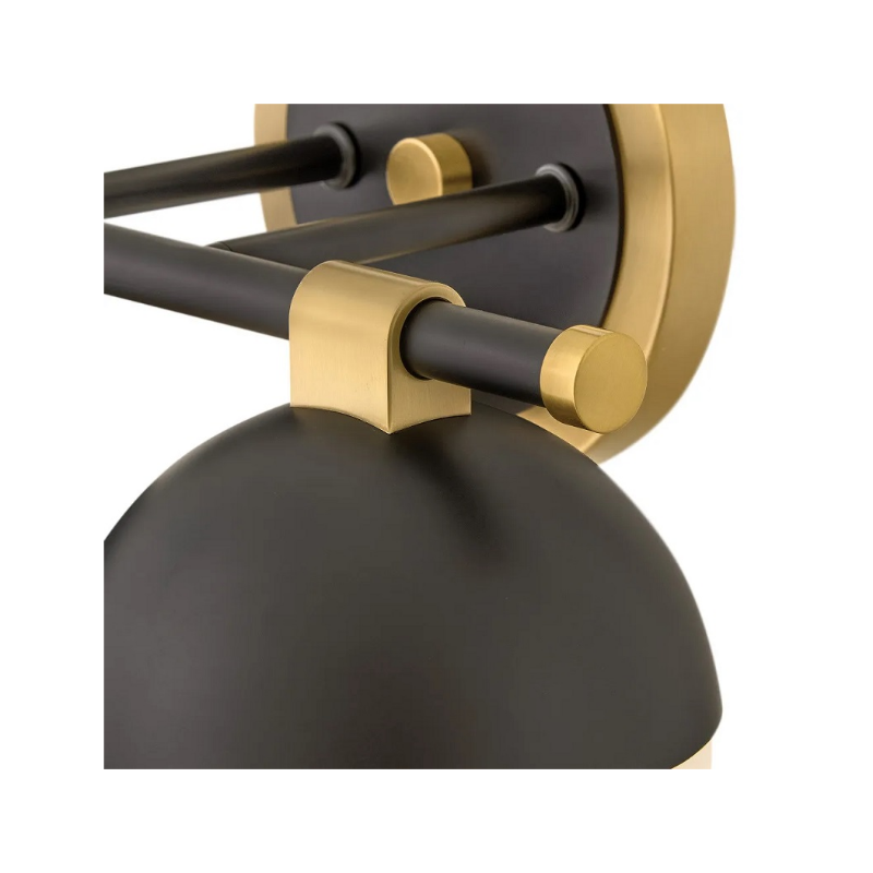 Hinkley 54562 Bowie 2-lt 14" LED Vanity - Lacquered Brass with Black accents