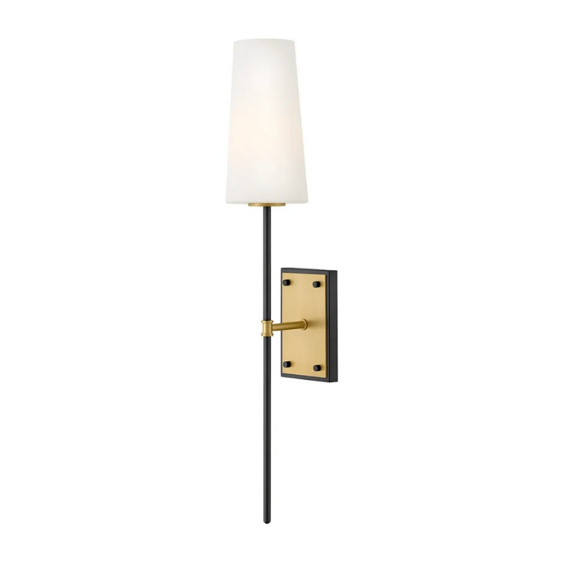 Hinkley 46951 Saunders 1-lt 30" Tall LED Wall Sconce - Black with Lacquered Brass accents