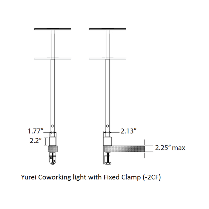 Koncept YUC-SW Yurei LED Co-Working Light, Plexiglass Shade, Desk Clamp