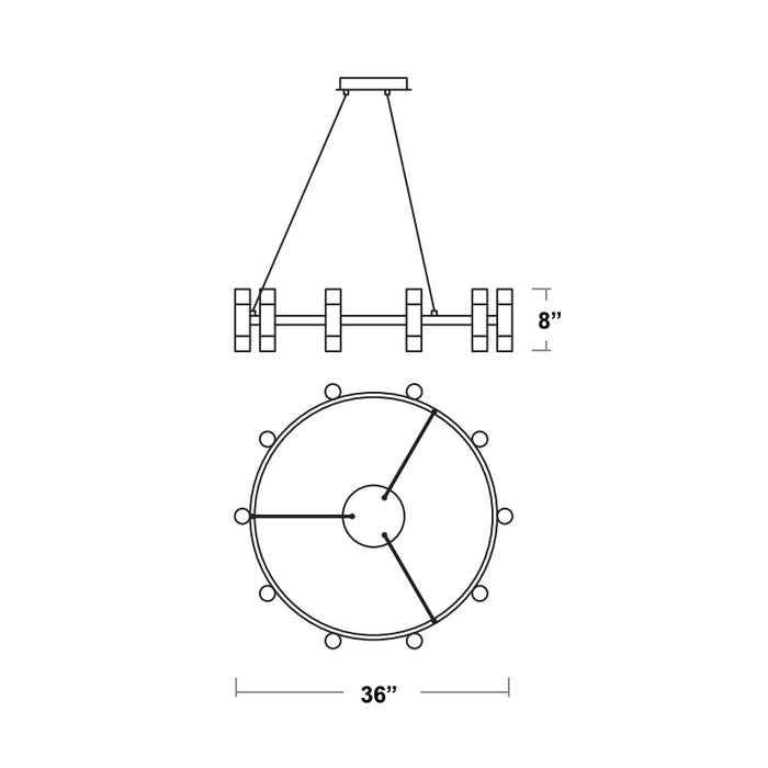 Oxygen 3-6095 Alarum 20-lt 36" LED Pendant, CCT Selectable