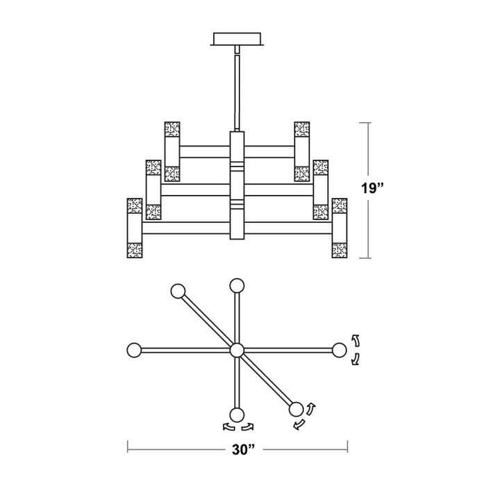 Oxygen 3-6097 Alarum 12-lt 30" LED Chandeilier