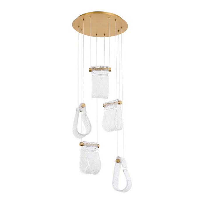 Oxygen 3-6102 Veer 5-lt 20" LED Pendant, CCT Selectable - Aged Brass