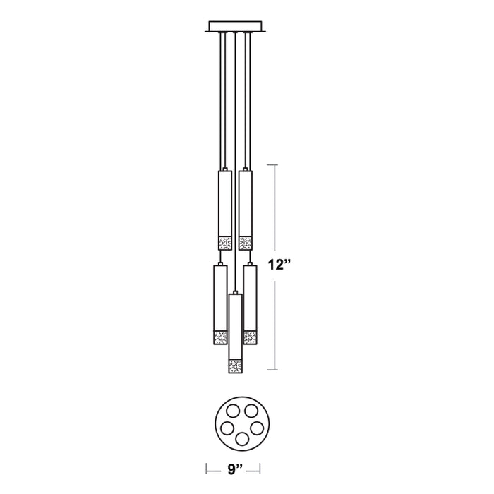 Oxygen 3-6194 Alarum 5-lt 9" LED Pendant, CCT Selectable