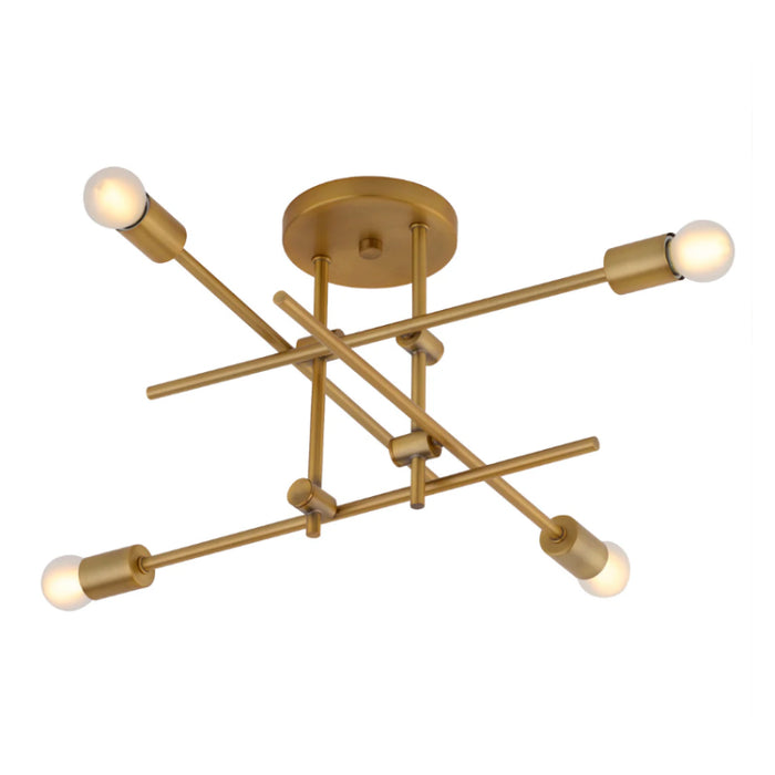 Oxygen 3-696 Mika 4-lt 30" Semi Flush Mount - Brushed Brass
