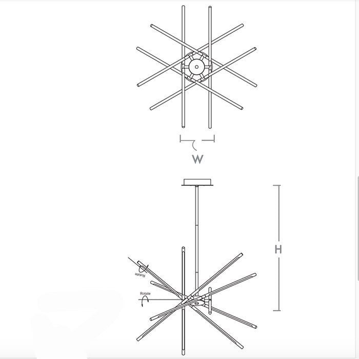 Oxygen 3-803 Palillos 12-lt 33" LED Pendant, CCT Selectable