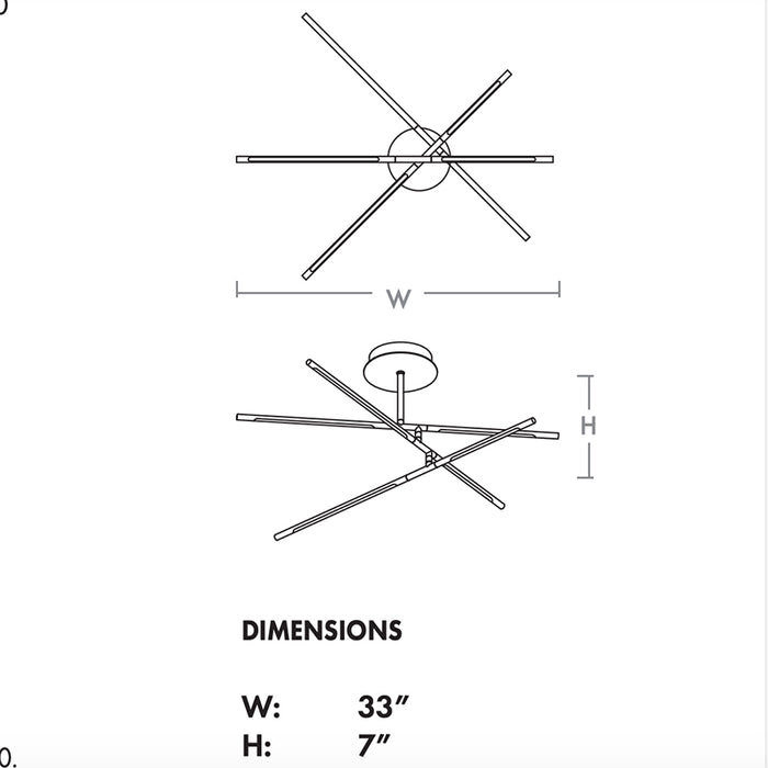 Oxygen 3-805 Palillos 6-lt 33" LED Ceiling Mount, CCT Selectable