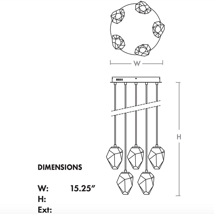 Oxygen 3-810 Vivo 5-lt 15" LED Pendant, CCT Selectable