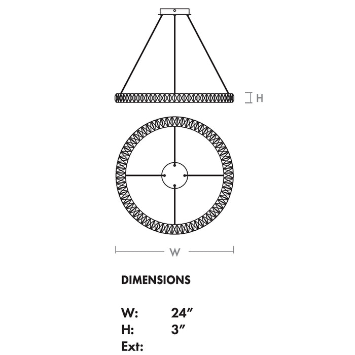 Oxygen 3-874 Elan 1-lt 24" LED Pendant, CCT Selectable