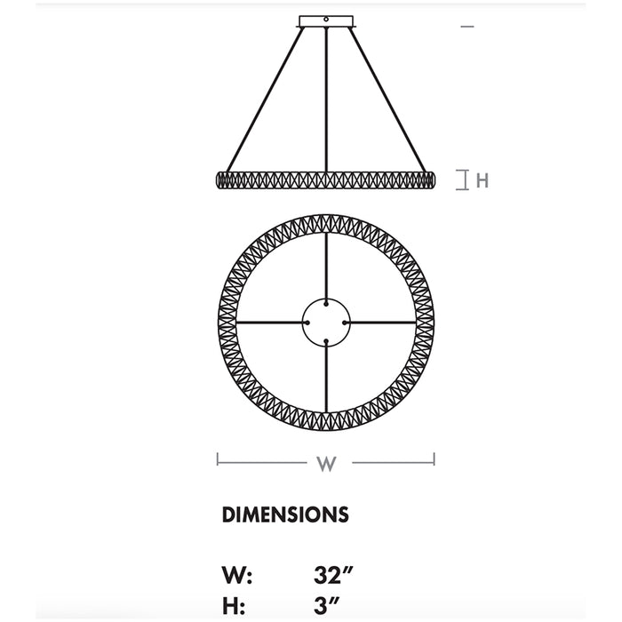 Oxygen 3-875 Elan 1-lt 32" LED Pendant, CCT Selectable