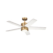 Kichler 300048 Brahm 48" Ceiling Fan with LED Light Kit - Natural Brass with Walnut/White