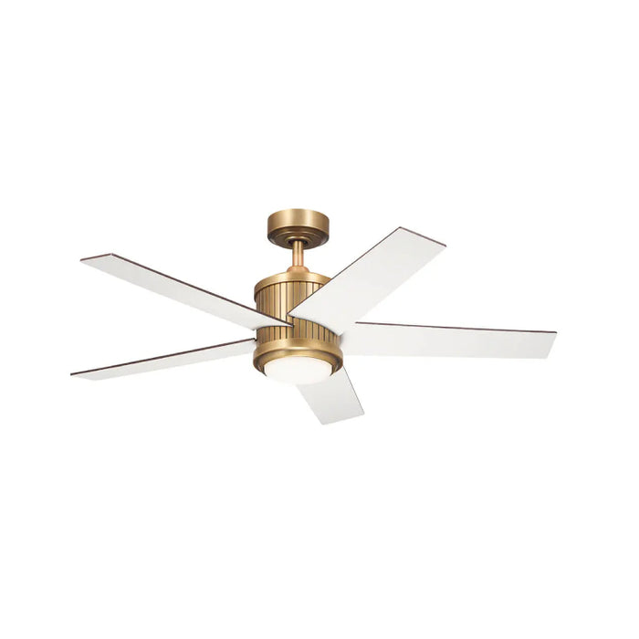 Kichler 300048 Brahm 48" Ceiling Fan with LED Light Kit - Natural Brass with Walnut/White