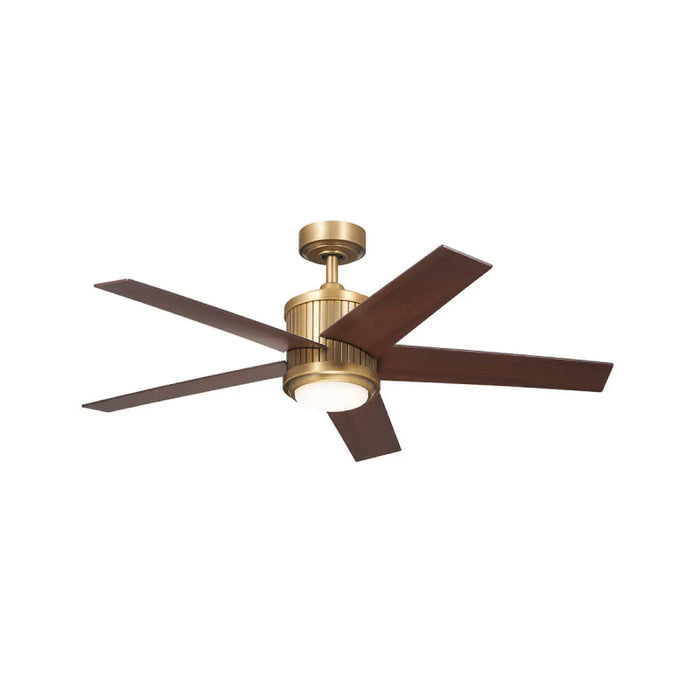 Kichler 300048 Brahm 48" Ceiling Fan with LED Light Kit - Natural Brass with Walnut/White