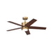 Kichler 300048 Brahm 48" Ceiling Fan with LED Light Kit - Natural Brass with Walnut/White