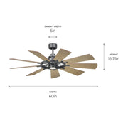 Kichler 300260 Gentry 60" Ceiling Fan with LED Light Kit