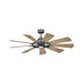 Kichler 300260 Gentry 60" Ceiling Fan with LED Light Kit - Anvil Iron with Distressed Antique Gray/Walnut Blades