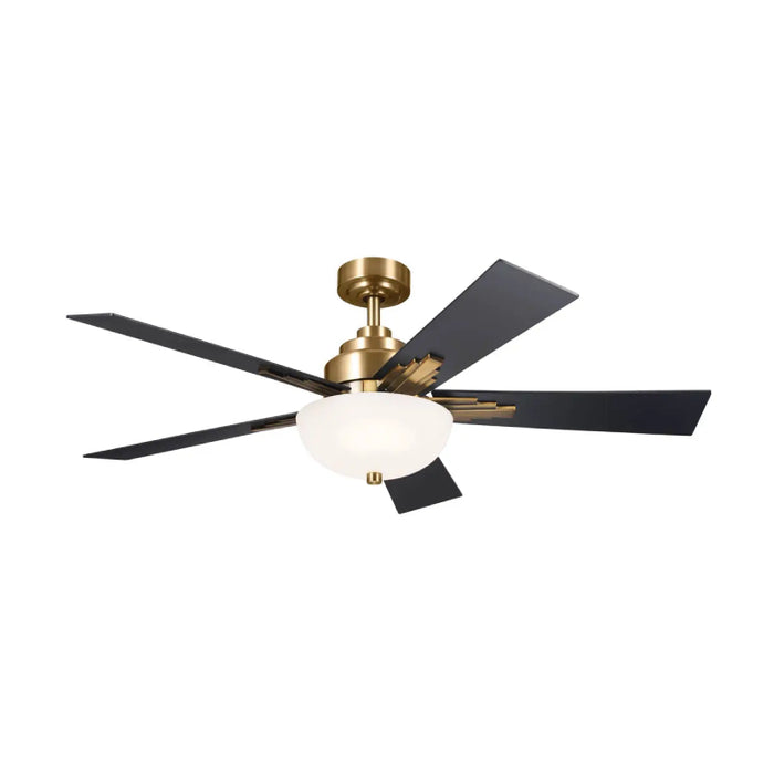 Kichler 300345 Vinea 52" Ceiling Fan with LED Light Kit - Brushed Natural Brass with Black/Walnut Blades