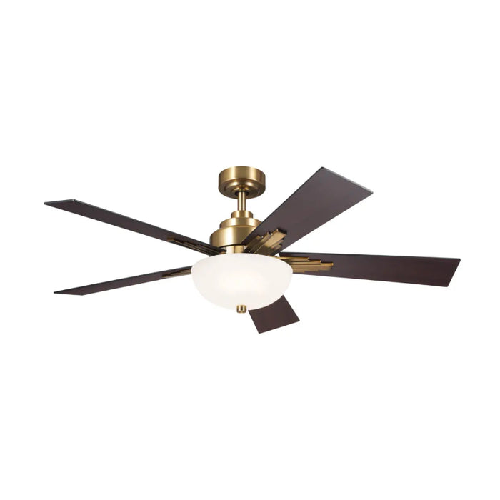 Kichler 300345 Vinea 52" Ceiling Fan with LED Light Kit - Brushed Natural Brass with Black/Walnut Blades